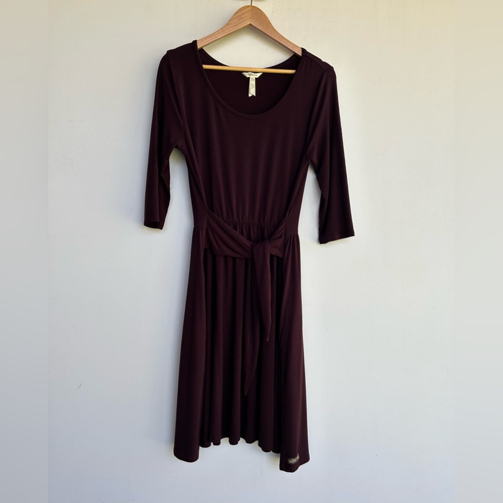 Matilda Jane Purple Tie-Front Dress Stretch Pockets 3/4 Sleeve Womens Size Small